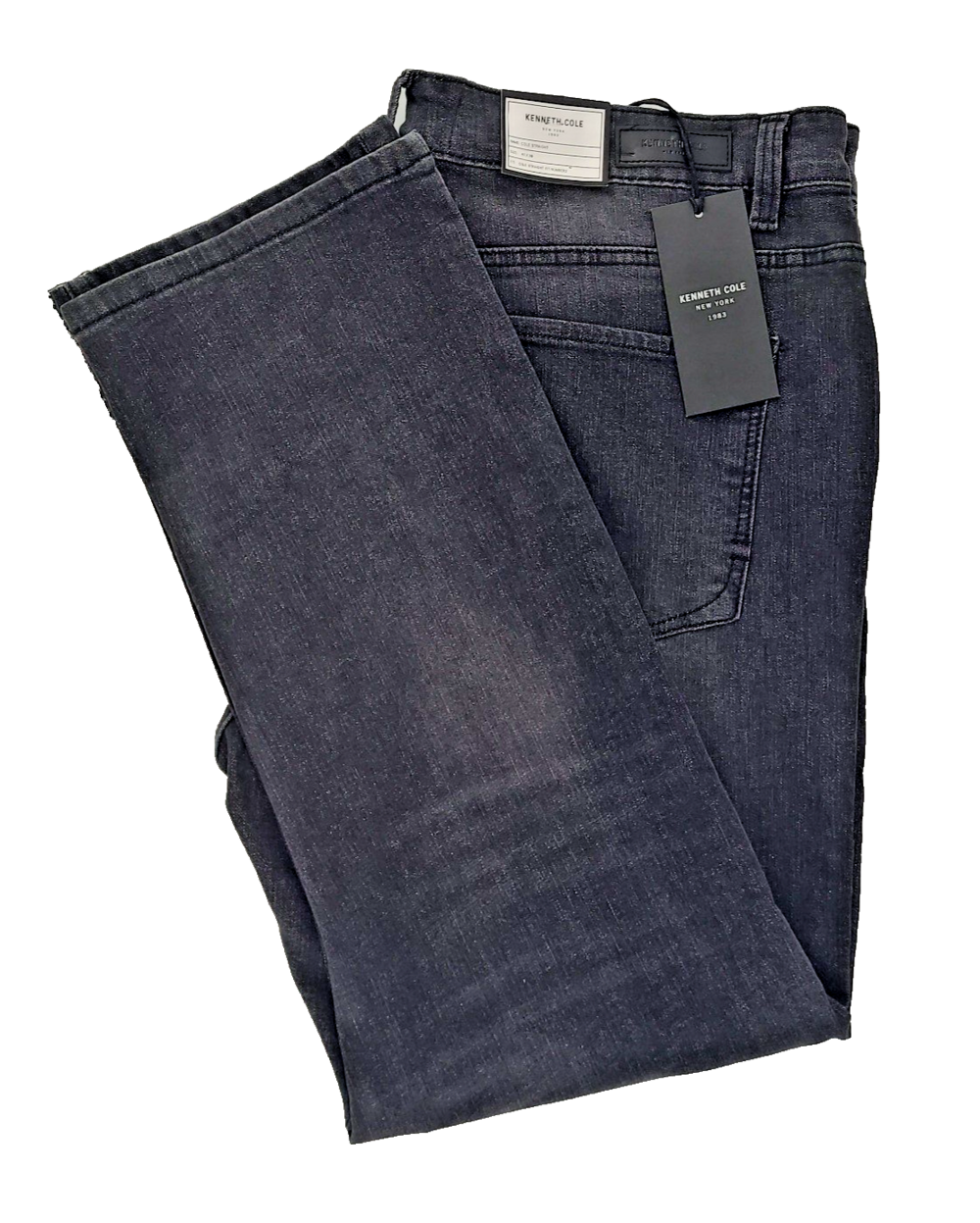 Kenneth Cole New York Cole Straight Jeans Mens 40x30 Washed Black Stretch NWT